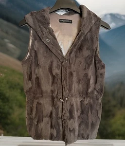 Together Apparel Faux Fur Hooded Vest~Brown, Satin Lined, Sz Small~ Super Soft! - Picture 1 of 11