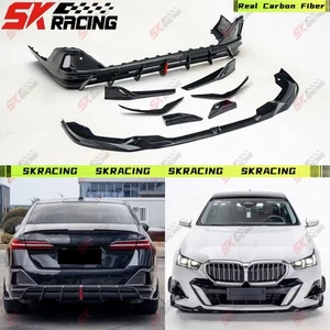 Kits de labios delanteros traseros para BMW Serie 5 G60 M-sport i5 M60 2024UP fibra de carbono real - Imagen 1 de 27