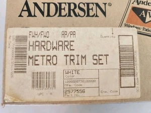 Andersen Metro Tribeca White Double Swinging French Door Handle Set #2577556 NOS - Picture 1 of 5