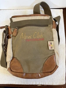 Schweiz Alpenverein Leder Canvas Schultertasche Umhängetasche  - Bild 1 von 6