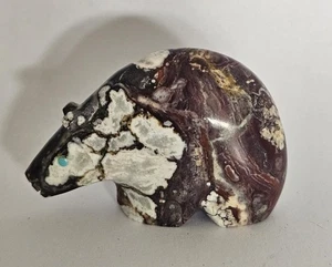 Orso vintage nativo Zuni cavallo pazzo pietra scolpita fetish di Ronnie Lunasee - Foto 1 di 7