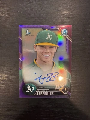2016 Bowman Draft Chrome Daulton Jefferies Purple Refractor Auto RC 034/250 A’s - Image 1 of 2