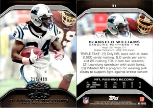 2010 Topps Triple Threads Sepia 215/499 DeAngelo Williams #31 Tigers/Panthers - Picture 1 of 2