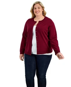 Karen Scott Plus Size Cardigan Malbec SZ 0X - Picture 1 of 3