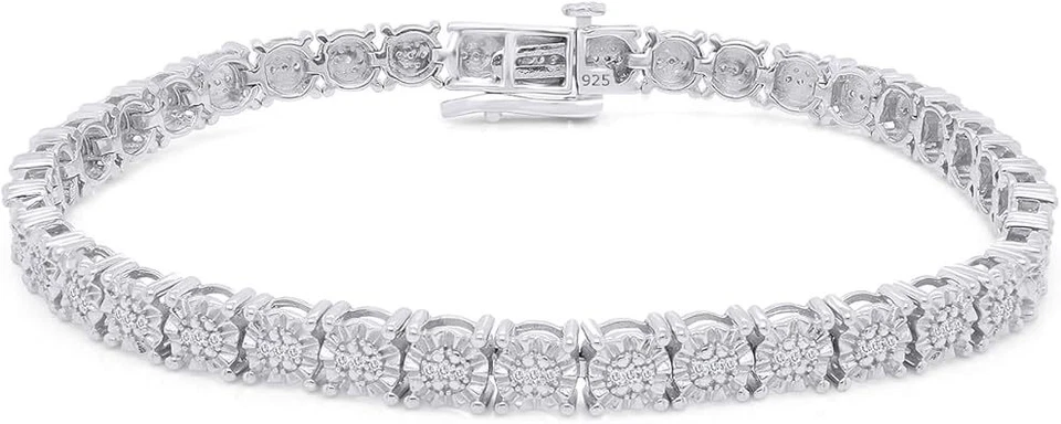 Pulseira de tênis folheada a ouro 14K com diamante natural branco 1/4 quilate - Imagem 1 de 4