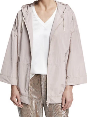 Jaqueta com capuz Brunello Cucinelli leve tafetá Parka Monili XS/IT38 - Imagem 1 de 4