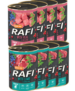 30x400g Rafi JUNIOR Lamm + Kalb Dosen MIX Nassfutter Hundefutter NEU