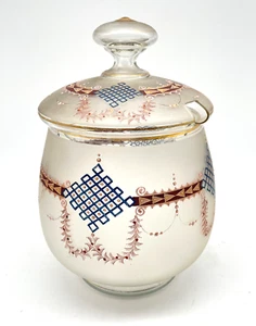Antike Bowlenschüssel Bowle Schüssel aus satiniertem Glas mit feiner Bemalung - Picture 1 of 20