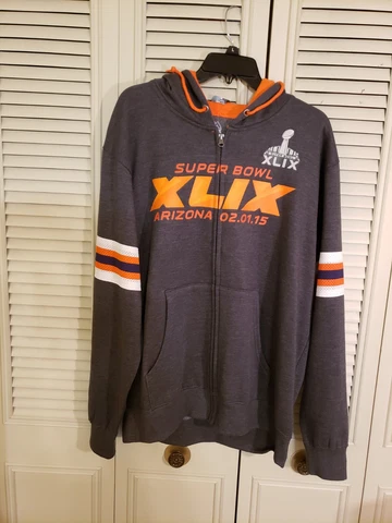 Majestic NFL Full Zip Hoodie Arizona Superbowl XLIX 2015 Gray Orange Large NWT! Cover