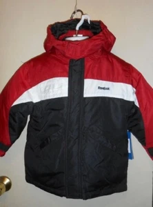 Reebok Boys 2-in-1 Hooded Winter Jacket Black and Red Size S/4 NWT - Picture 1 of 4