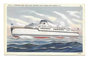 Virginia ferry boat SS PRINCESS ANNE NORFOLK POSTCARD vintage unused 61690 sd - Imagen 1 de 2