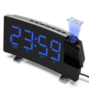 LED Digital Alarm Clock Projection Time Temperature Projector Snooze Radio Clock - Picture 1 of 15
