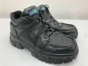 POD LEATHER SHOES UK SIZE 10 BLACK CHUNKY SOLES, SCHOOL, WORK OFFICE ETC - Picture 1 of 8
