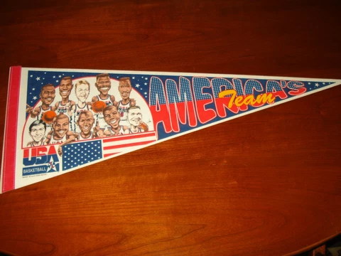 92 Dream Team Team USA America's Team Pennant NBA Basketball Jordan Bird Magic & Cover