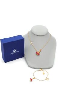 Swarovski Crystal Necklace Bracelet Set Pink Disney Alice In Wonderland