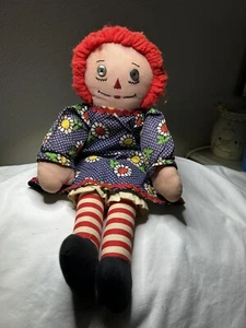 Vintage Raggedy Ann Rag Doll Embroidered Face Button Eyes ~ 16” ~ Love You Heart - Picture 1 of 11