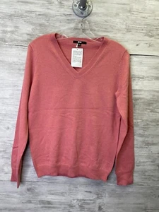 Uniqlo Kaschmir Pullover Damen M Rosa V-Ausschnitt Langarm Pulli - Bild 1 von 9