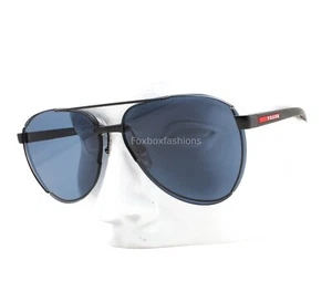 Prada Sport Linea Rossa Sunglasses SPS 51Y 1BO-06A Matte Black Blue with Case - Picture 1 of 10