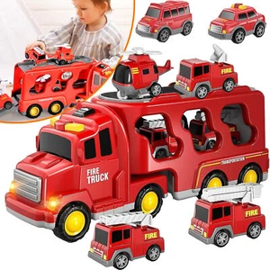 Feuerwehrauto Spielzeug für Kleinkinder 7 in 1 Autos Trucks Reibung Power Toys - Bild 1 von 17