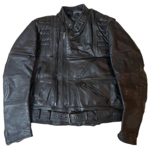 Vintage HARLEY DAVIDSON schwarz Leder Motorrad Biker gepolsterte JACKE Mantel Herren XL - Bild 1 von 17