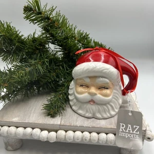 RAZ Imports 3.5" Red Retro Winking Santa Mug Christmas Ornament - Picture 1 of 5