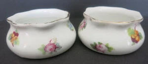 2 STÜCK VINTAGE D&EG ROYAL AUSTRIA RUND PORZELLAN OFFEN SALZ WEISS MIT BLUMEN #R1 - Bild 1 von 4