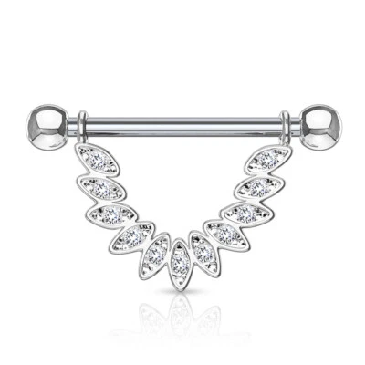 Juego de pares de anillos de pezón de acero quirúrgico colgantes plumas vinculadas 14G 9/16" Foto 1 de 4