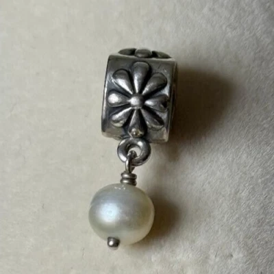 Pandora Auténtico Plata Esterlina Flor Perla Cuelga Cuentas Dije ALE 925 Foto 1 de 4