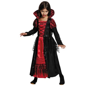 Elegantes Kinderkostüm Vampir-Mädchen 128cm Barock Gothic-Kleid Vampirin Kostüm - Bild 1 von 1