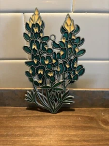 Vintage Yellow Green Flower Suncatcher Leaded Stained Glass Intricate Design 6” - Picture 1 of 4