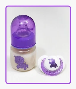Unicorn Reborn/Silicone Fake Formula Bottle & Matching Magnetic Pacifier Set! - Picture 1 of 2