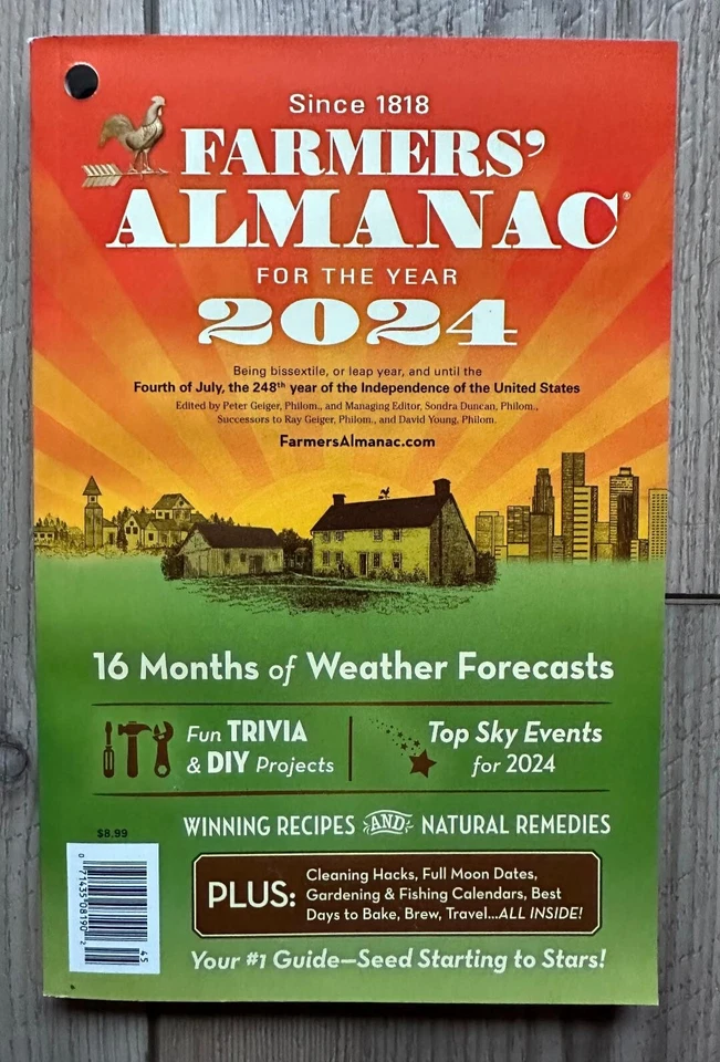 FARMERS' ALMANAC For The Year 2024 16 Months Of WEATHER FORECASTS Gardens MOON - Image 1 of 1