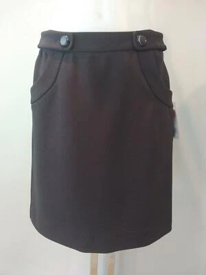 NUEVO CON ETIQUETAS FALDA RECTA ECCOCI VINTAGE MARRÓN INFORMAL POR ENCIMA DE LA RODILLA tallas 4 - 10 Foto 1 de 4