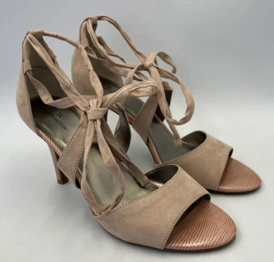 Worthington Capri Women's Blush Pink Ankle Ribbon Open Toe High Heels, Size 10 M - Image 1 of 4