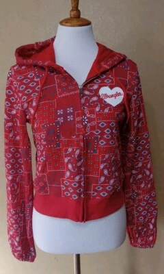 Новый без ценников Wrangler ретро девочек маленький молнии красный толстовка с капюшоном пейсли сердце - Изображение 1 из 4