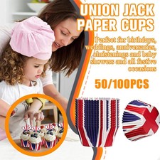 50-100 custodie per cupcake Union Jack torta muffin da forno incoronazione re Carlo Regno Unito