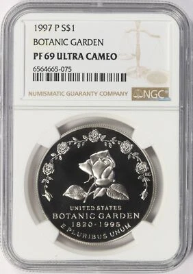 1997-P $1 Botanic Garden Commemorative Silver Dollar NGC PF69 Ultra Cameo - Image 1 of 2