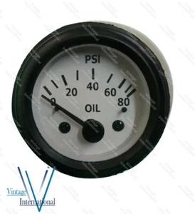 Oil Pressure Gauge Electrical 2"/52mm White Face Black Bezel @US - Picture 1 of 1