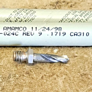 0.171"  1/4-28 THREADED DRILL BIT APPROX - 11/64"  3 PCS - Picture 1 of 2