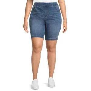 Terra & Sky Pull On Bermuda Short Medium Wash Sizes 0X, 1X, 3X, & 4X You Pick 1 - Picture 1 of 5