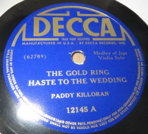 78RPM Decca 12154 Paddy Killoran - Jigs + Reels, Gold Ring / Wedding, solid V V+ - Picture 1 of 6