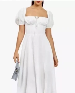 Kutumai XL White Short Sleeve Dress Maxi On Off Shoulder Party Beach Open Back - Picture 1 of 17