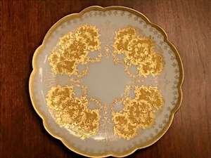 Vintage Austria Porcelain Cabinet Plate Gold Yellow Cream Beautiful - Picture 1 of 7