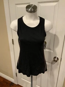 6397 Black Floral Lace Sleeveless Top Size Small Tank Top - Picture 1 of 5