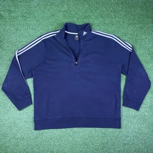 Vintage 2000s Adidas Navy Blue Quarter Zip Pullover Sweatshirt Men's XL - READ - Picture 1 of 24