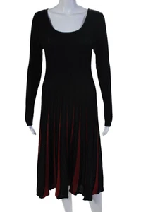 Peruvian Connection Womens Round Neck Long Sleeves Flare Midi Dress Black Size M - Picture 1 of 5