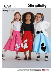 🐣Simplicity 8774 Girls Poodle Skirts Sewing Pattern Size 7-14 - Picture 1 of 2