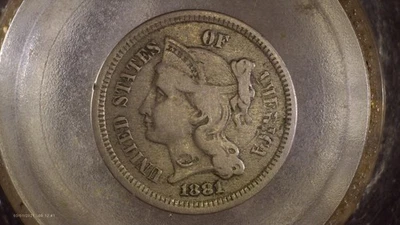 1881 Three Cent Nickel, Choice Almost Uncirculated Higher Grade - Image 1 of 2