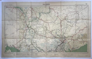 SAIGON PHNOM-PENH INDOCHINA 1937 GRAN MAPA DE PARED ORIGINAL SOBRE LINO - Imagen 1 de 23