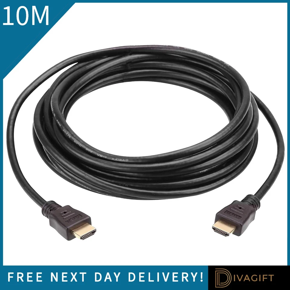 10M HDMI CABLE PREMIUM 4K 2.0 HIGH SPEED LEAD 2160P 3D HDTV ULTRA UHD 10 METRE - Image 1 of 4